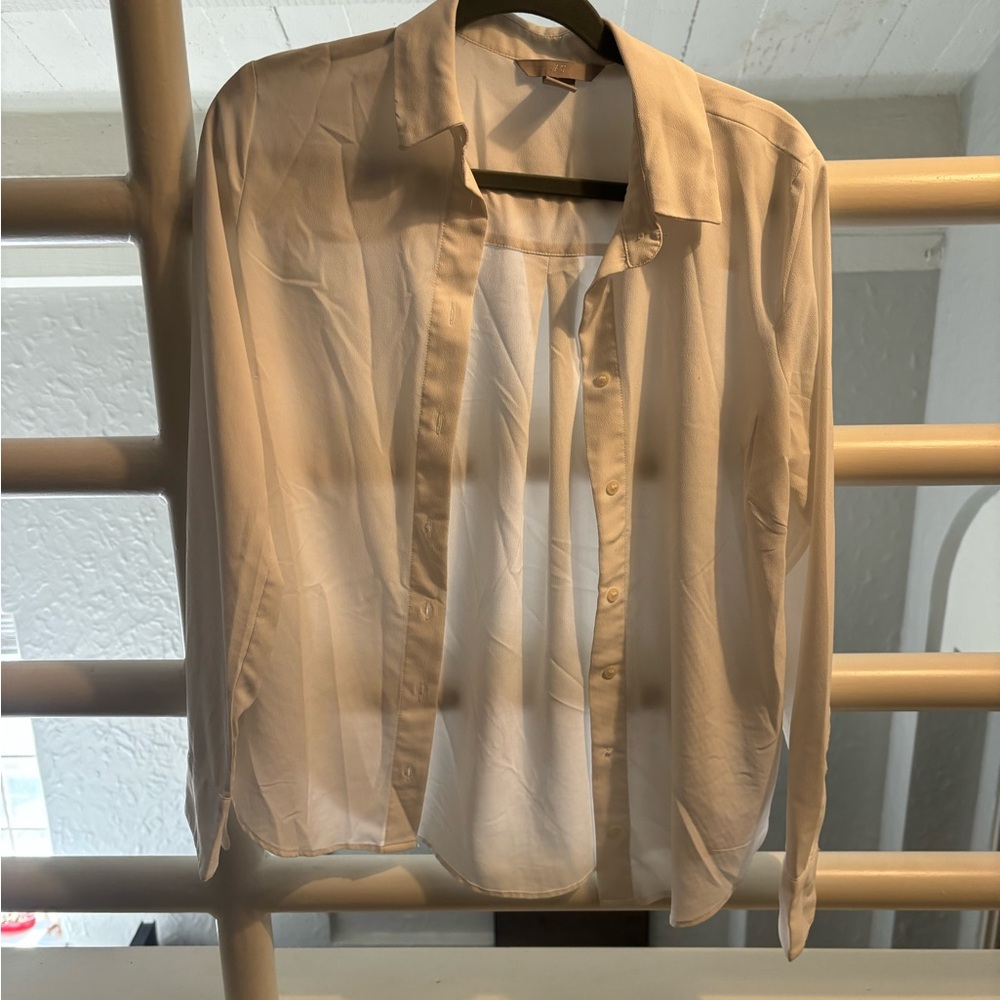 H&M Cream Button-Up Blouse